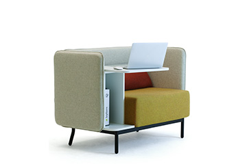 sofa pod workstation con respaldo alto y mesa Around BOX lt