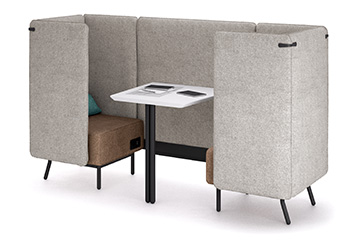 Alcove sofa y office-pod con mesa peninsula para areas de espera Around lab LT
