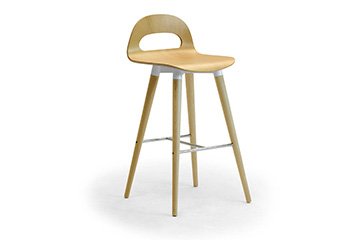 Taburete con asiento de madera para catering colectivo, barra snack bar con reposapies Samba