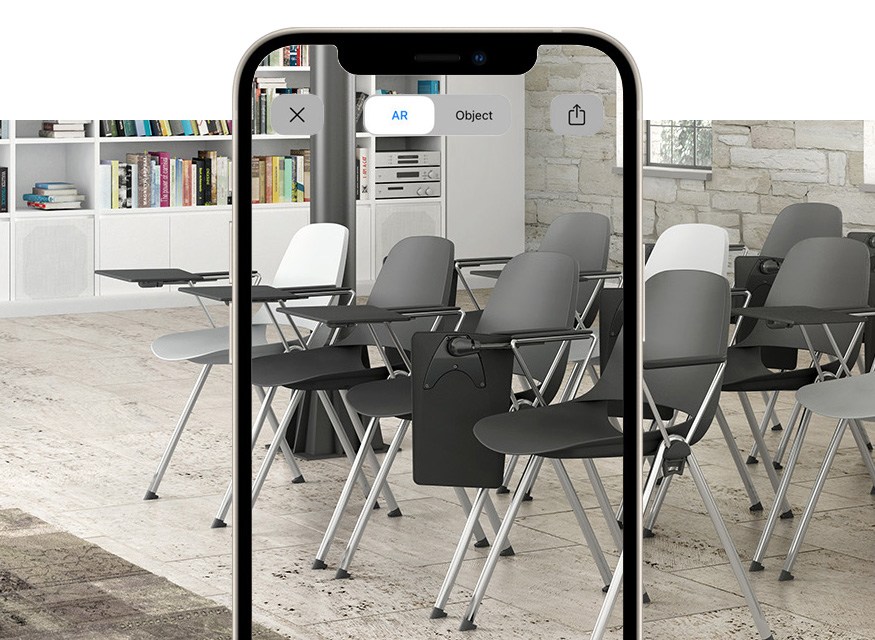 sillas monocasco con pala plegable para cursos y conferencias con realidad aumentada COSMO