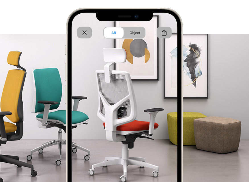 silla de oficina de malla blanca de diseno y estilo minimalista con realidad aumentada Active-W Re