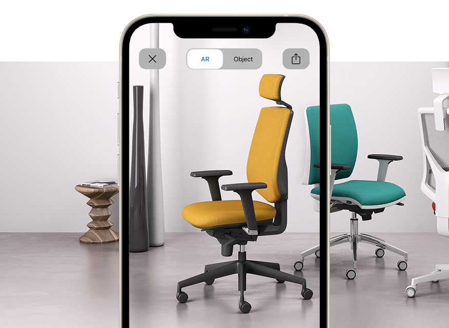 silla de oficina con reposabrazos EN-1335 tipo A con realidad aumentada Active