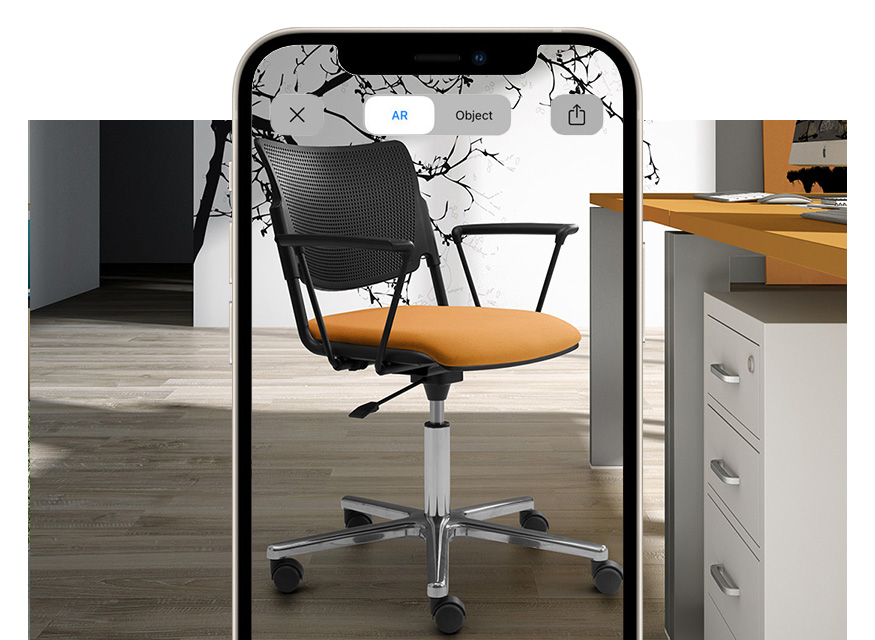 Silla de officina con ruedas con realidad aumentada LaMia