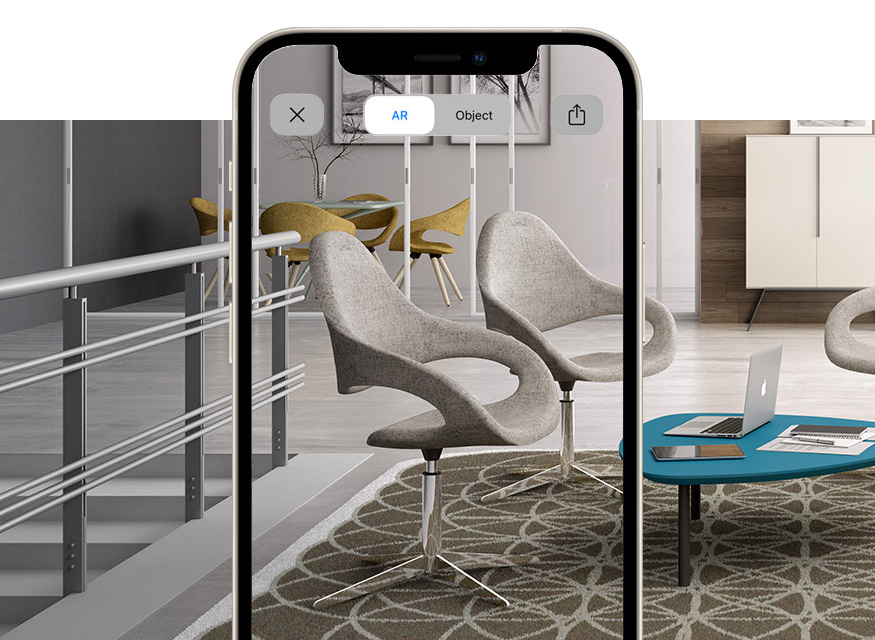 sillones y sillas de diseno moderno y envolvente para zonas de espera con realidad aumentada Samba Plus