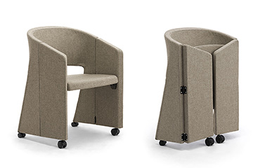 Sillon para conferencias y congresos con mesa plegable y ruedas  Reef